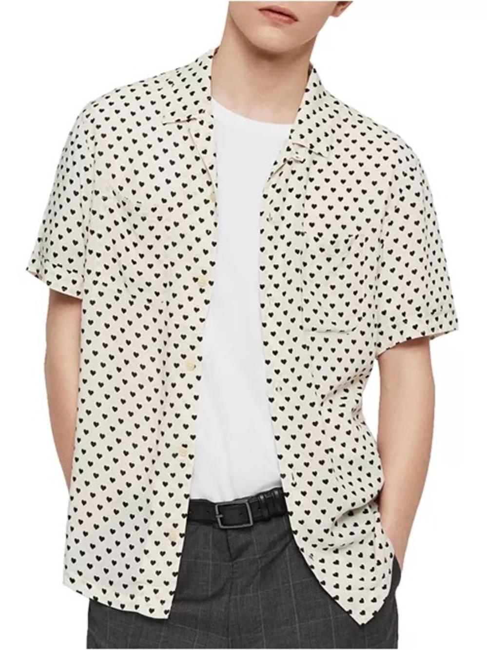 All Saints Valentine Heart Print Slim Fit Shirt